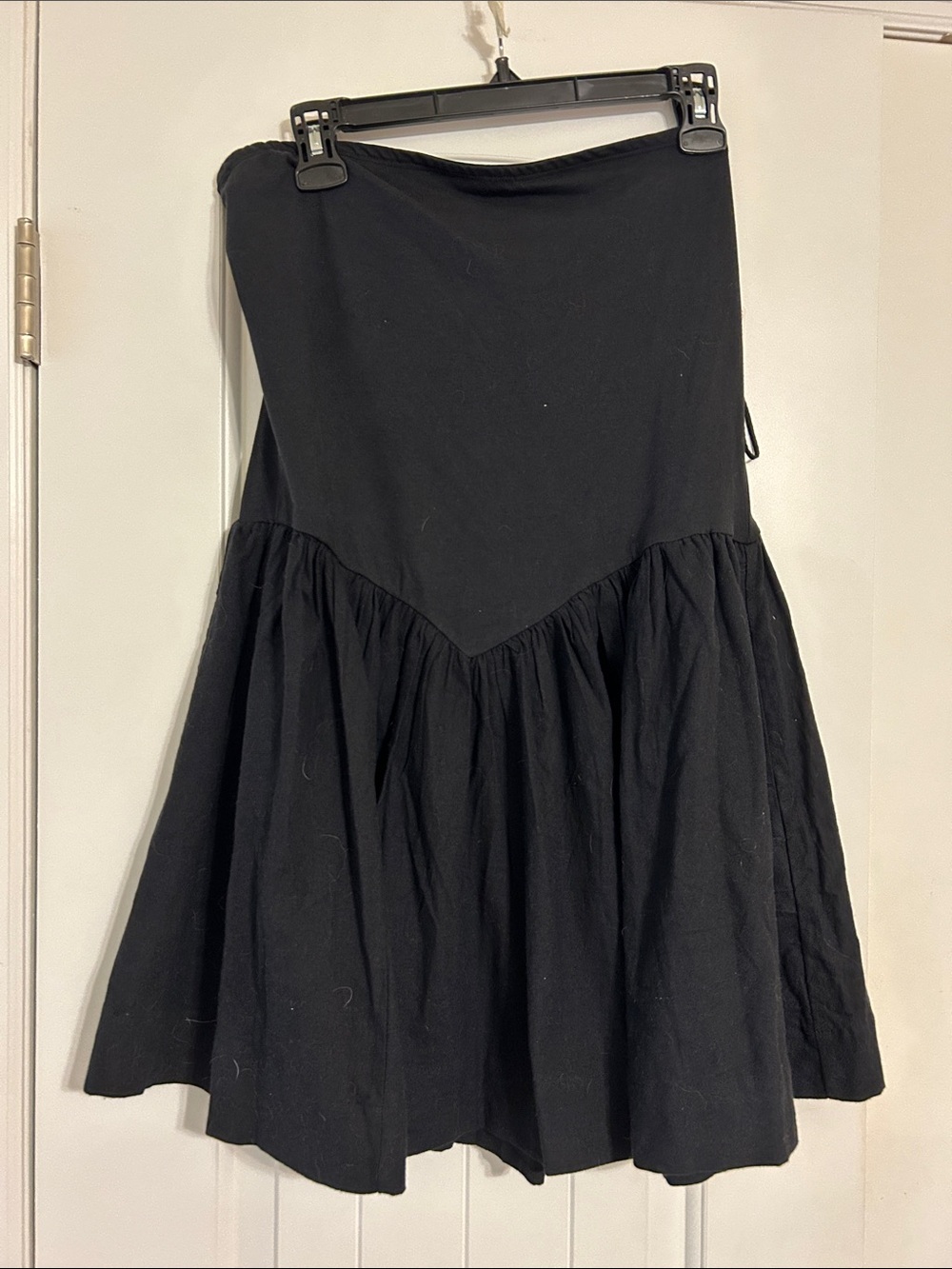 Free People Black Strapless Mini Dress with Flared Gathered Skirt